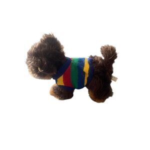 Dan Dee Kids Brown Multi Color Striped Sweater Dog Plush Toy